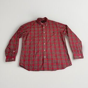 Polo Ralph Lauren Shirt Mens XL Red Green Tartan Plaid Classic Fit L/S Cotton